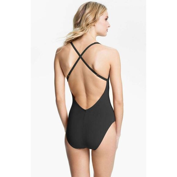 Bleu Rod Beattie Ruched Grommet One-Piece Swimsuit In Black Size 10 - Picture 4 of 10